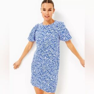 New Lilly Pulitzer Rosen T-Shirt Dress Martinique Blue Zee Bebe Size XS Cotton